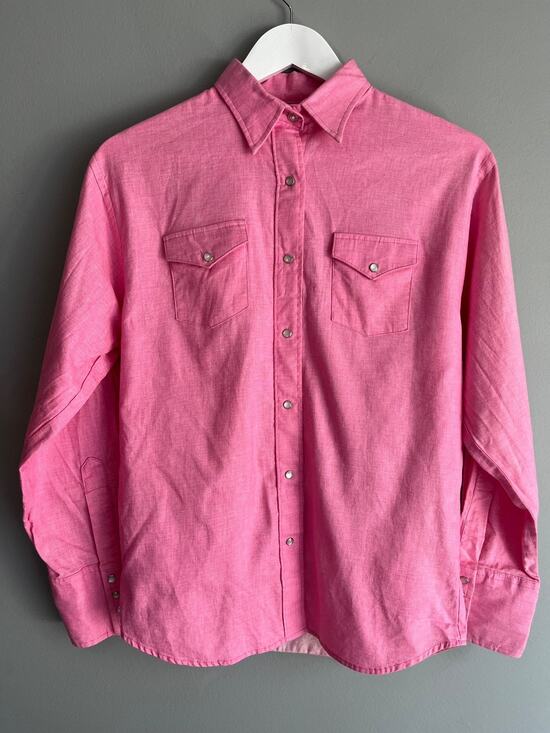 Texas Cotton Tops - Texas Cotton VTG Western Shirt Women's S Pink Pearl Snap Americana Workwear USA